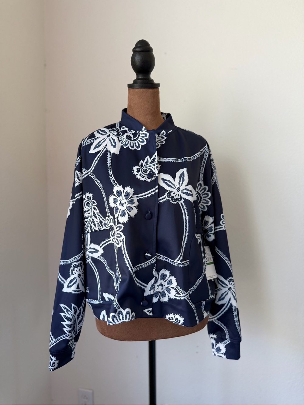 Fever Navy Blue & White Floral Bomber Jacket-NWT